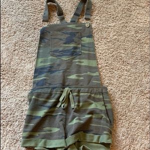 camo overall shorts